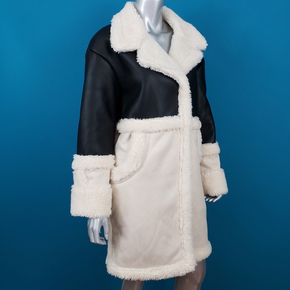 🆕️ 🌬 ASOS Faux Leather & Suede Long Aviator Coat // (NWT)